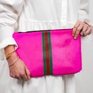 Hot Pink Stripe Clutch