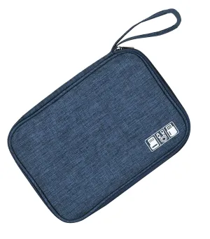 House of Quirk Polyester Electronic Accessories Organizer, Universal Compact Travel Digital Accessories Storage Bag For Portable Charger, Cables, Earphone, Cord, Sd Card, Phone (Dark Blue)