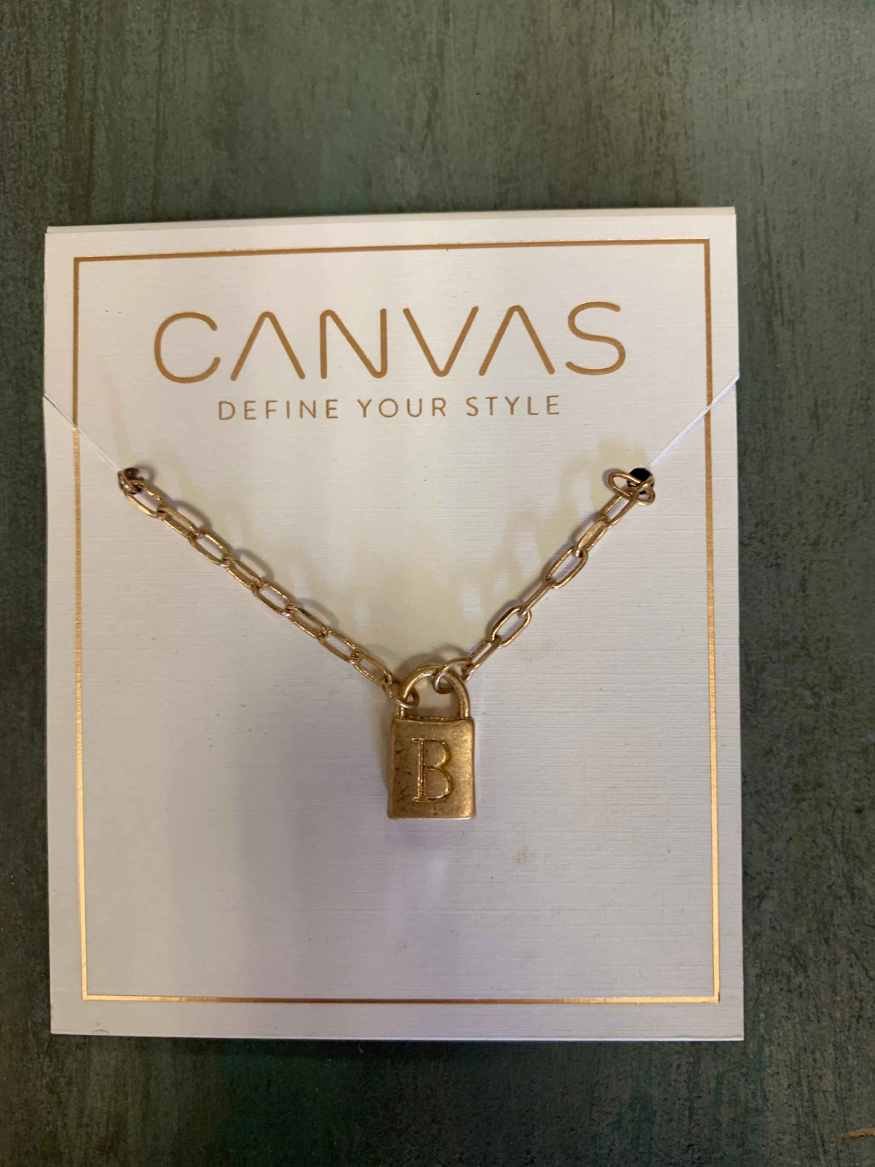 Initial Padlock Necklace-Gold