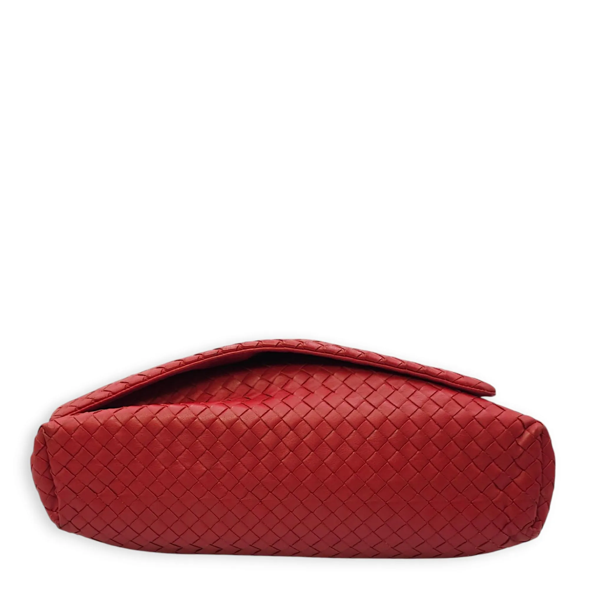 Intrecciato Messenger 34x29x8cm Red Crossbody Bag in Nappa Leather, Brunito hardware