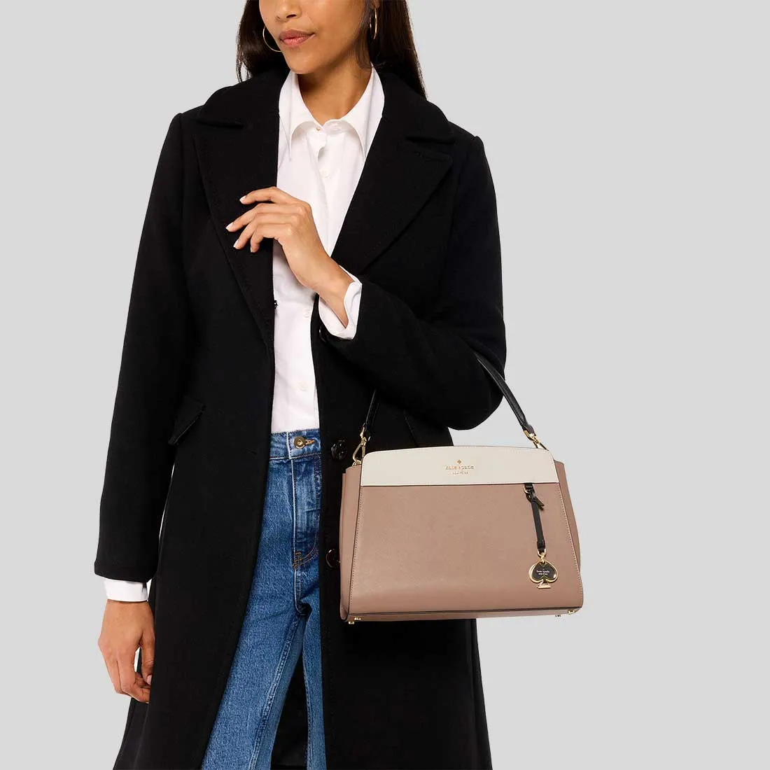 KATE SPADE Madison Medium Top Handle Satchel Toasted Hazelnut Multi RB-KK286