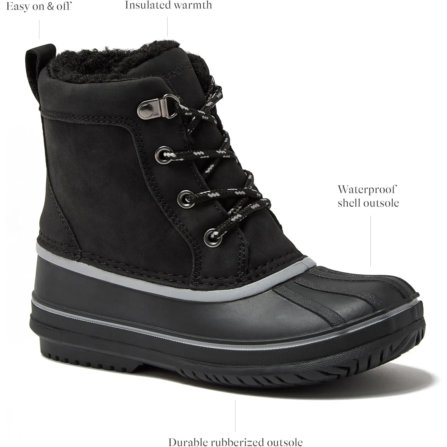 Lands' End Wynn Snow Boots for Kids - Insulated Waterproof Winter Snow Duck Boots for Boys and Girls - Little Kid and Big Kid Size 1 to 7 - Boys and Girls Snow Boots