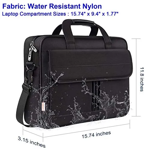 Laptop Bag 15.6 Inch, Business Briefcase for Men Women, 15inch Water Resistant Messenger Shoulder Bag with Strap, Durable Office Bag, Taygeer Carry On Handle Case for Computer/Notebook/MacBook,Black