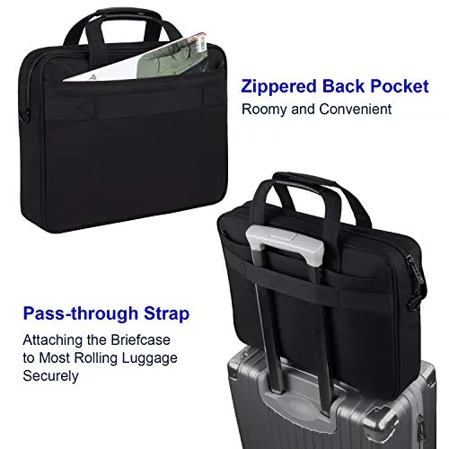 Laptop Bag 15.6 Inch, Business Briefcase for Men Women, 15inch Water Resistant Messenger Shoulder Bag with Strap, Durable Office Bag, Taygeer Carry On Handle Case for Computer/Notebook/MacBook,Black