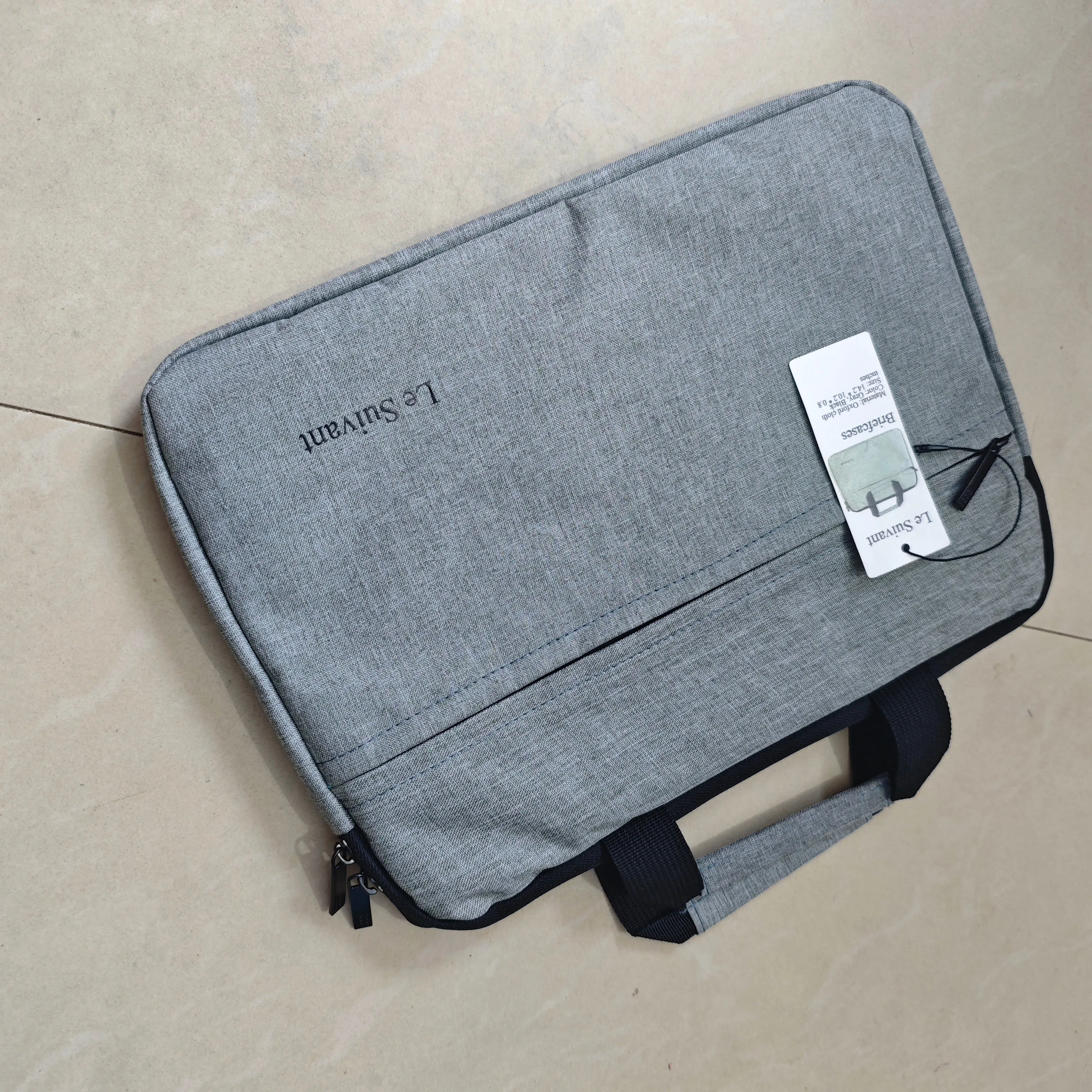 Le Suivant Briefcases - Oxford Cloth, Gray & Black, 14.2x10.2x0.8 Inches, Durable and Professional for Business and Travel