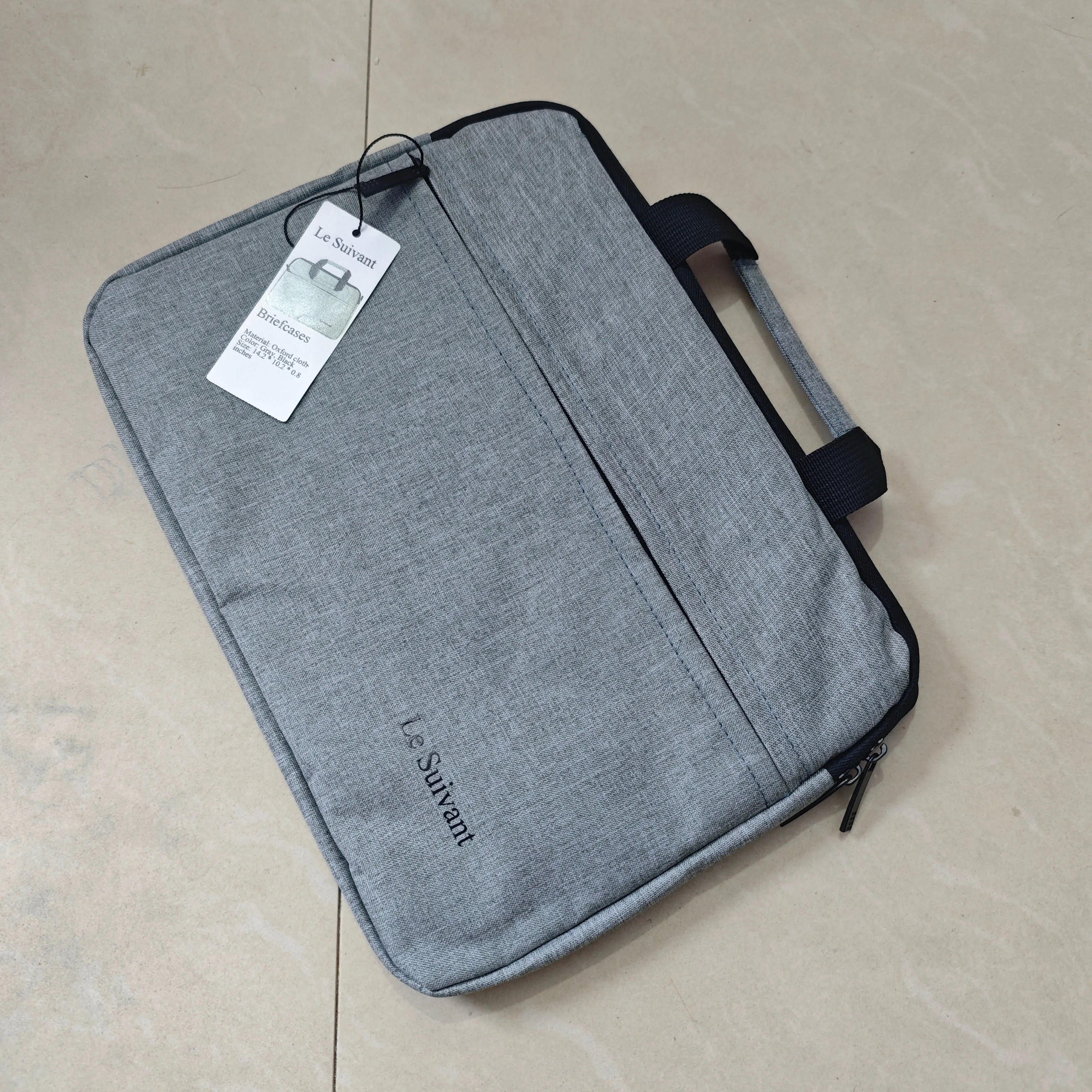 Le Suivant Briefcases - Oxford Cloth, Gray & Black, 14.2x10.2x0.8 Inches, Durable and Professional for Business and Travel