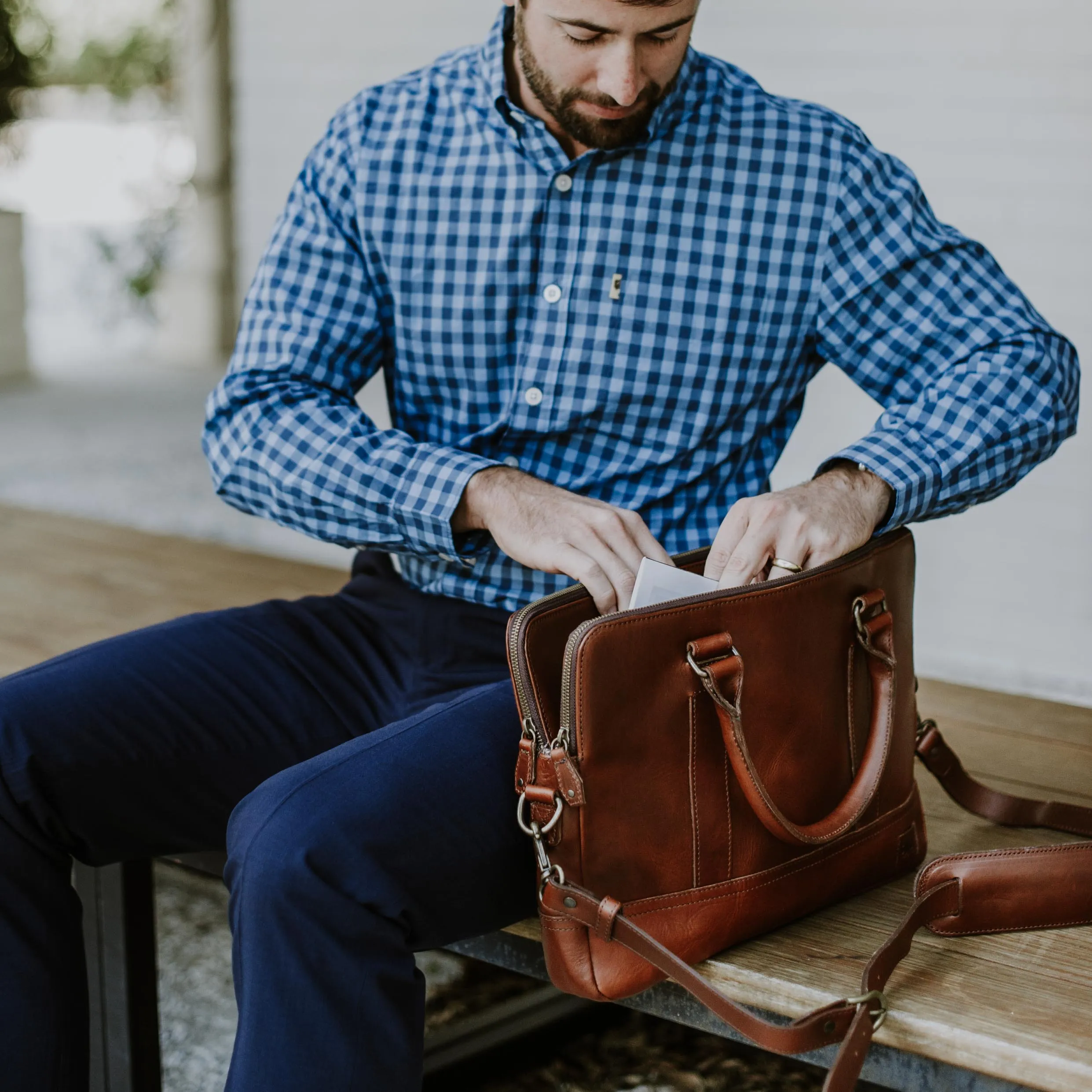 Leather Attaché Briefcase | Elderwood Brown