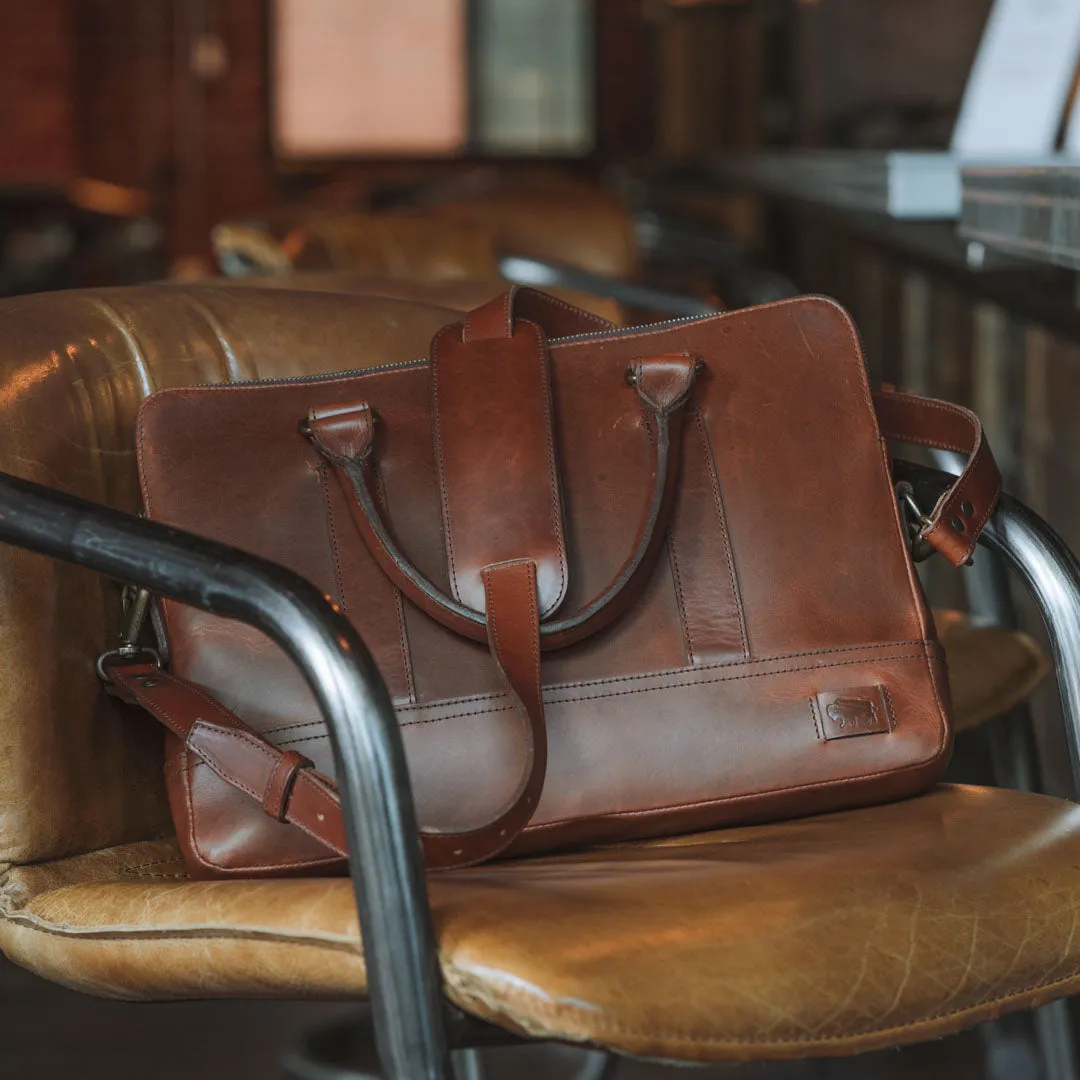 Leather Attaché Briefcase | Elderwood Brown