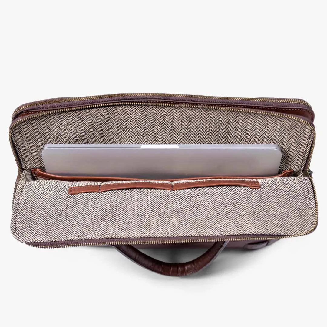 Leather Attaché Briefcase | Elderwood Brown