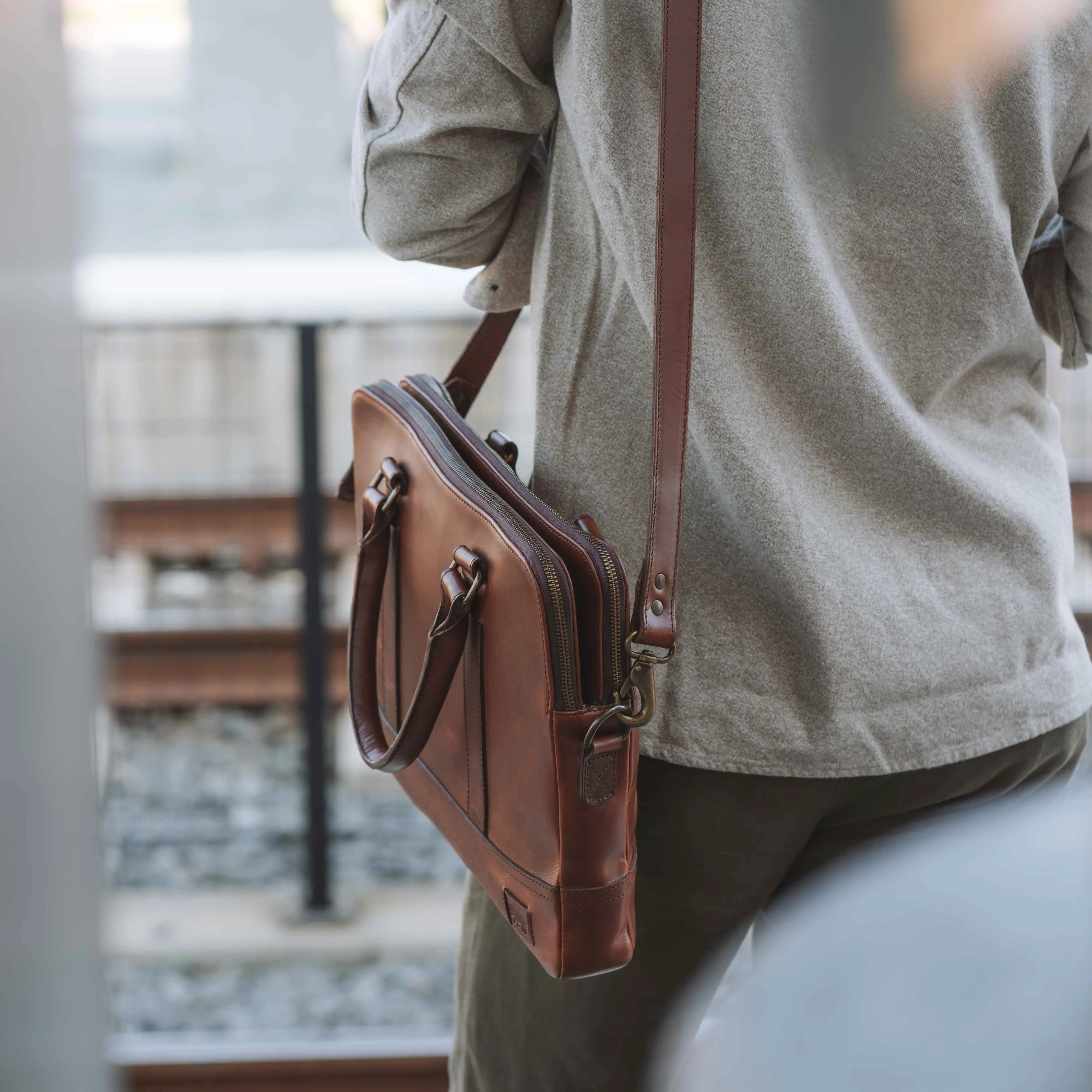 Leather Attaché Briefcase | Elderwood Brown