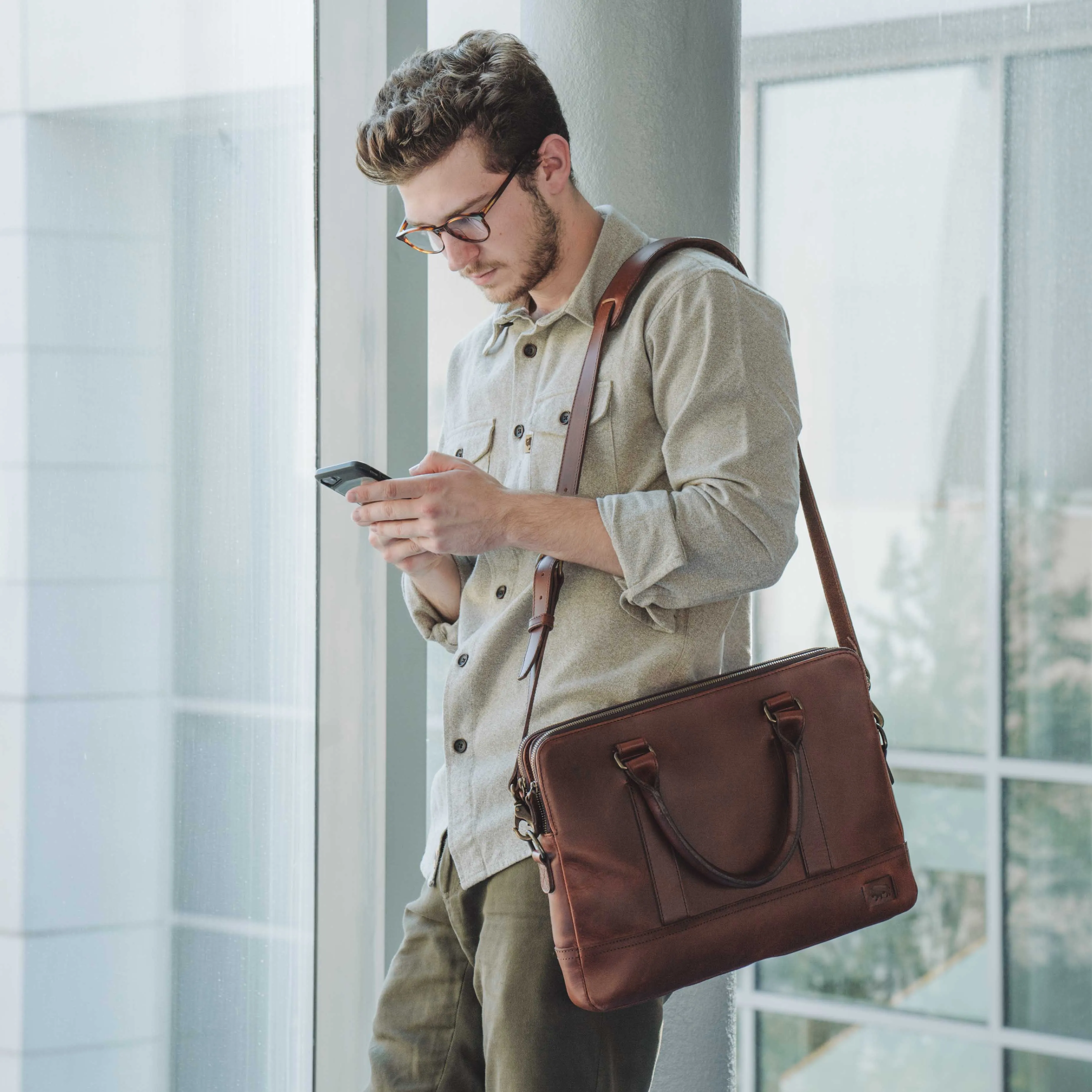 Leather Attaché Briefcase | Elderwood Brown