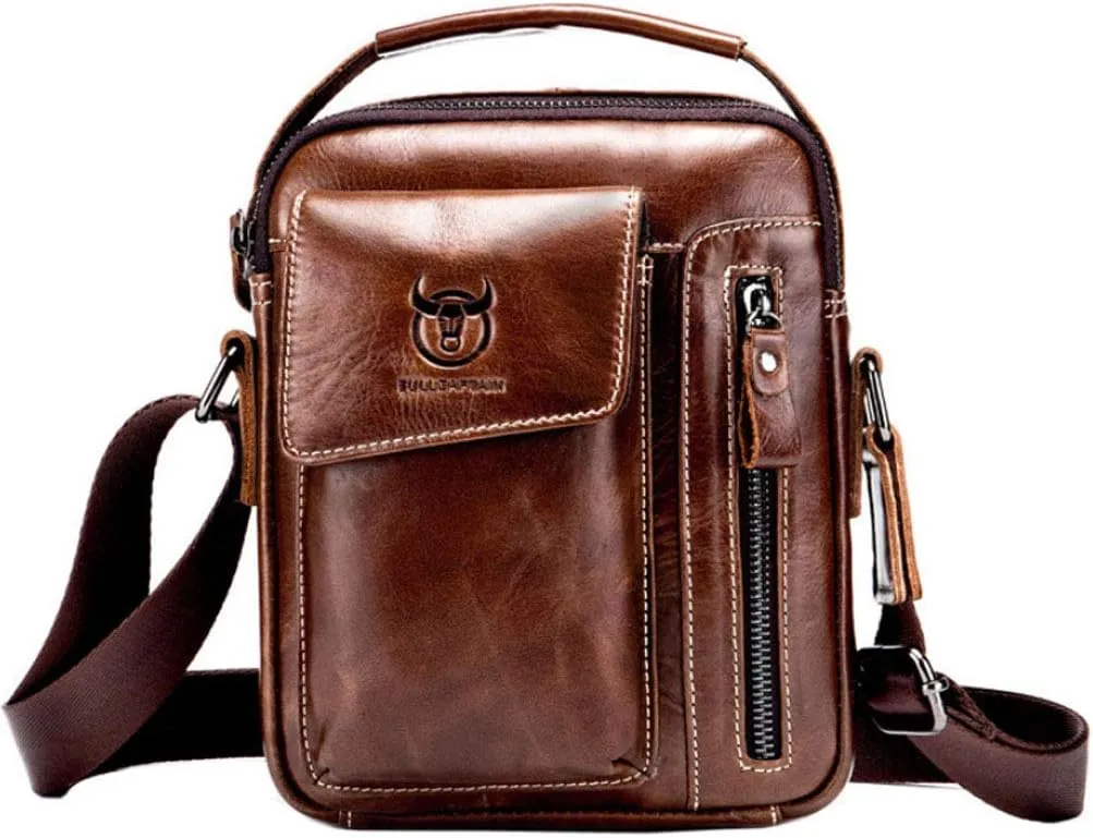 Leather Shoulder Messenger Bag for Men Travel Business