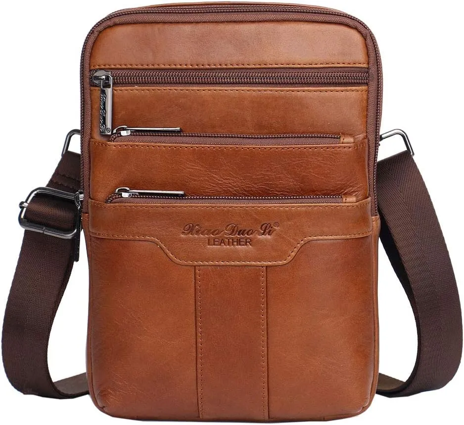 Leather Shoulder Messenger Bag for Men Travel Business