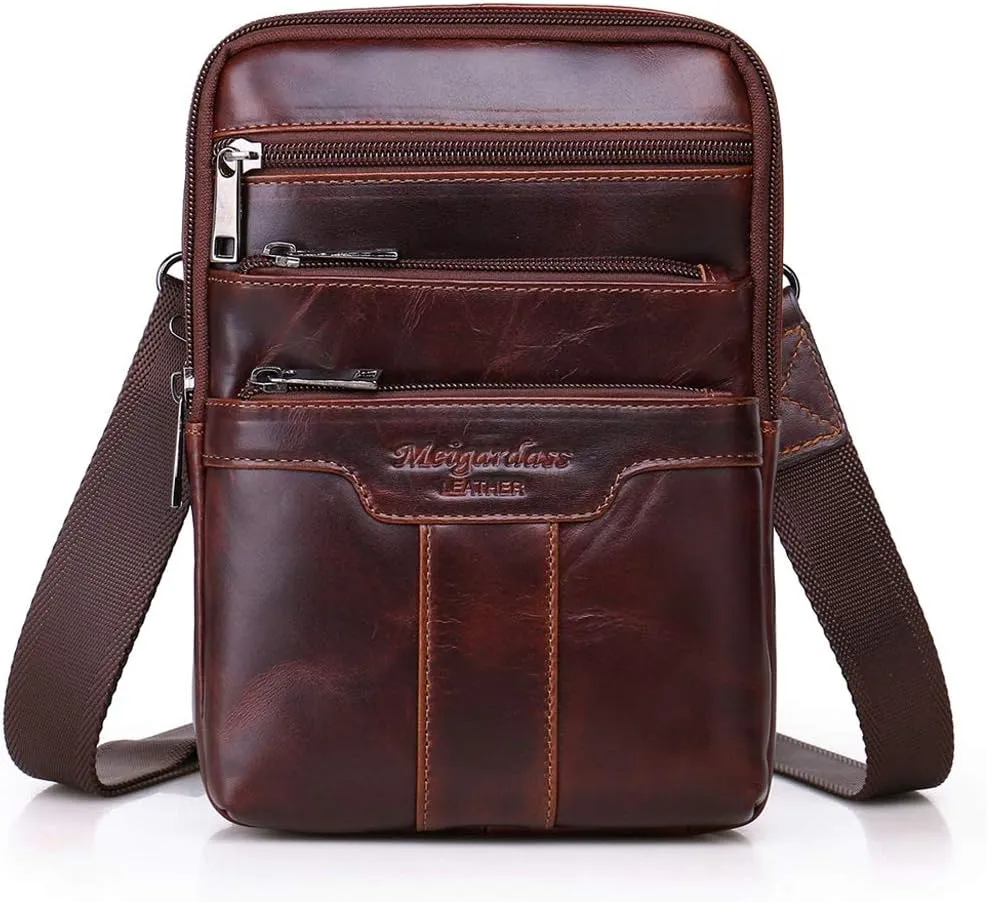 Leather Shoulder Messenger Bag for Men Travel Business