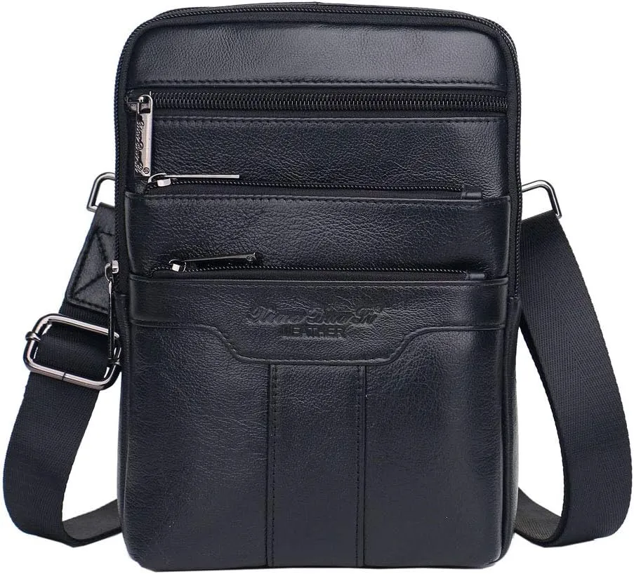 Leather Shoulder Messenger Bag for Men Travel Business