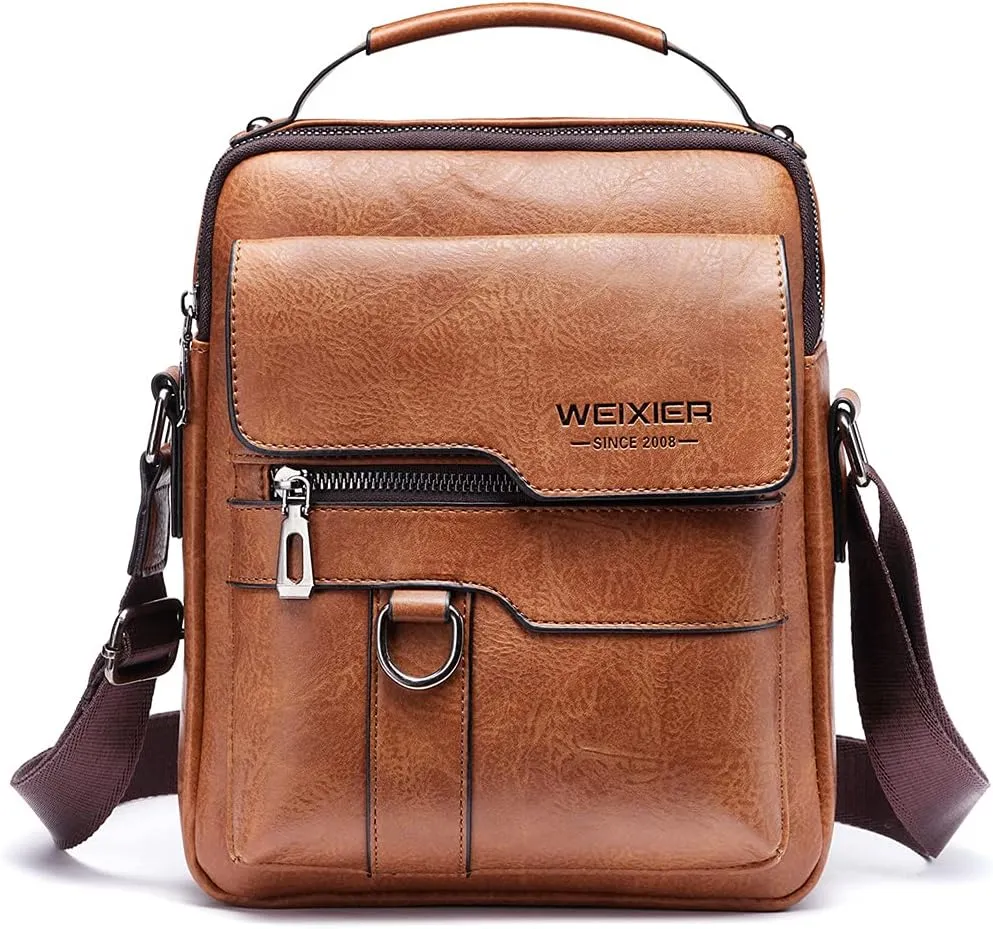 Leather Shoulder Messenger Bag for Men Travel Business