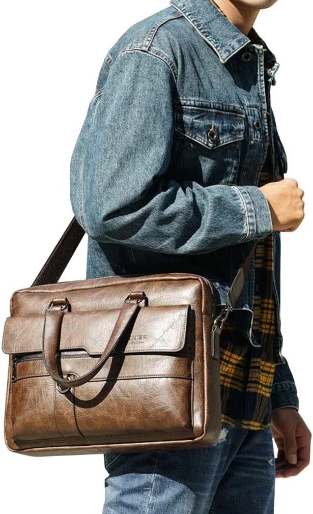 Leather Shoulder Messenger Bag for Men Travel Business