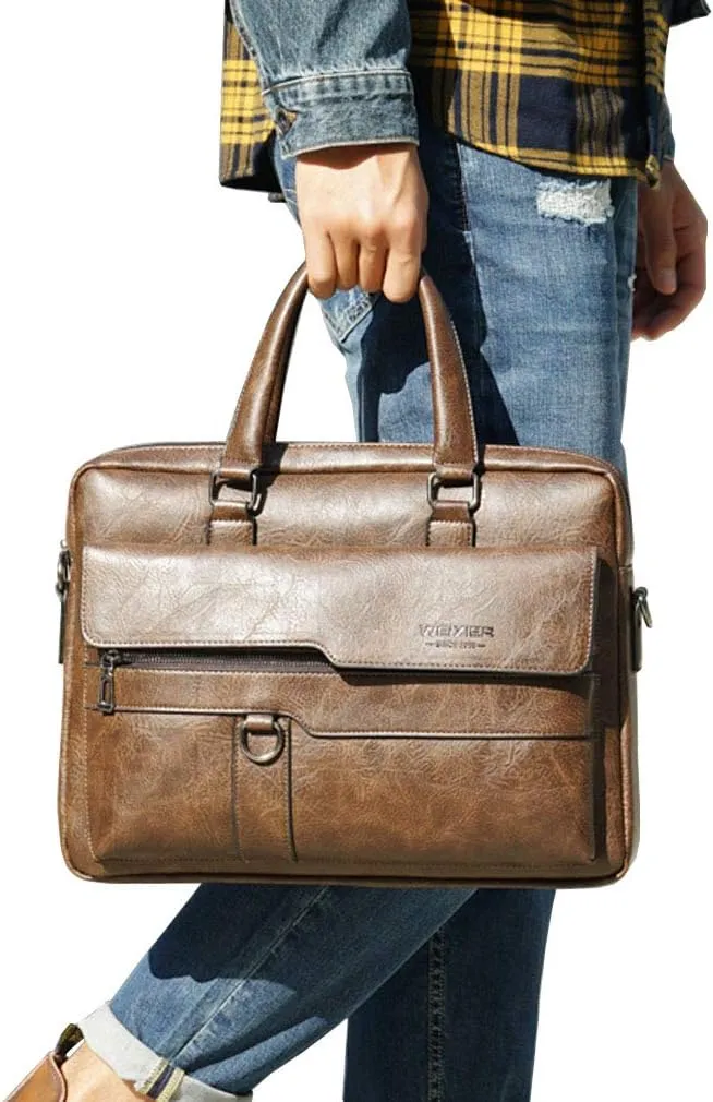 Leather Shoulder Messenger Bag for Men Travel Business