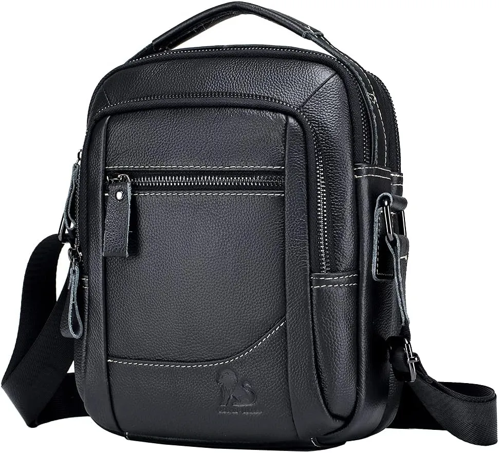 Leather Shoulder Messenger Bag for Men Travel Business