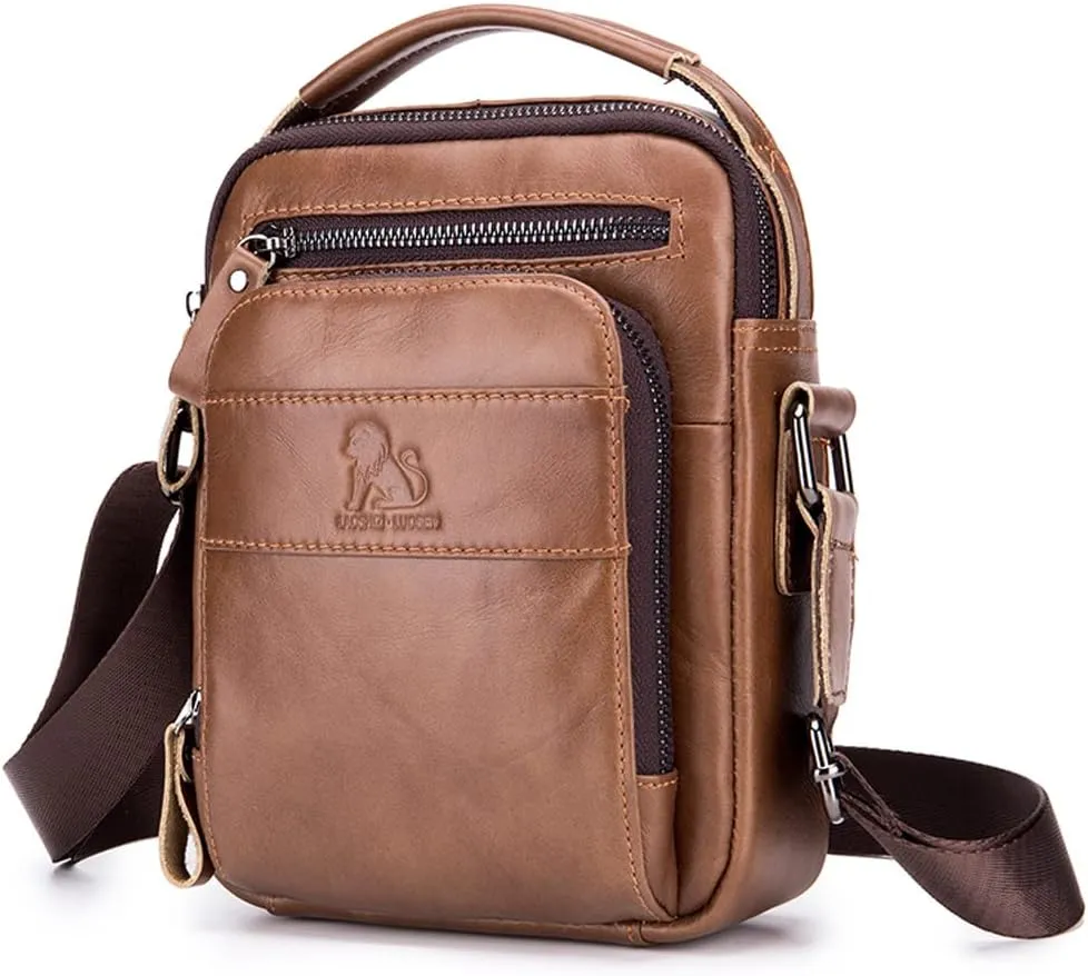 Leather Shoulder Messenger Bag for Men Travel Business