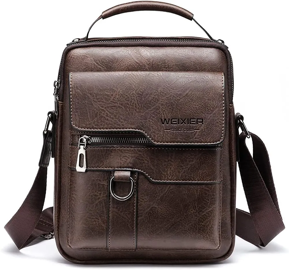 Leather Shoulder Messenger Bag for Men Travel Business