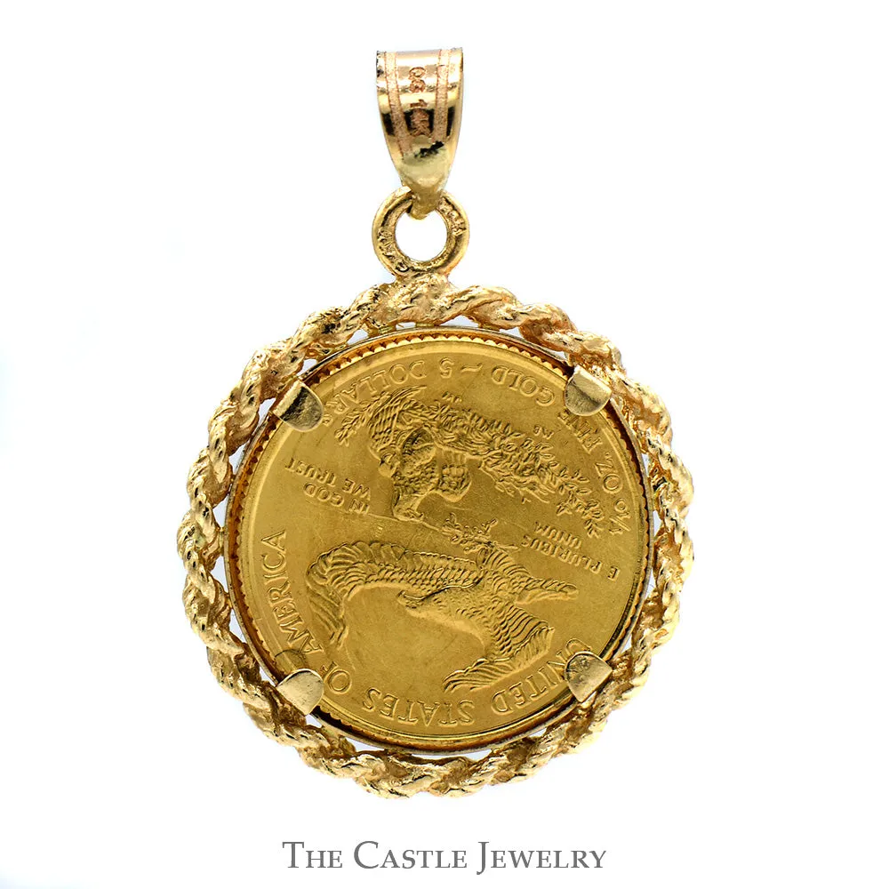 Liberty Coin Pendant with Rope Bezel in 14k Yellow Gold