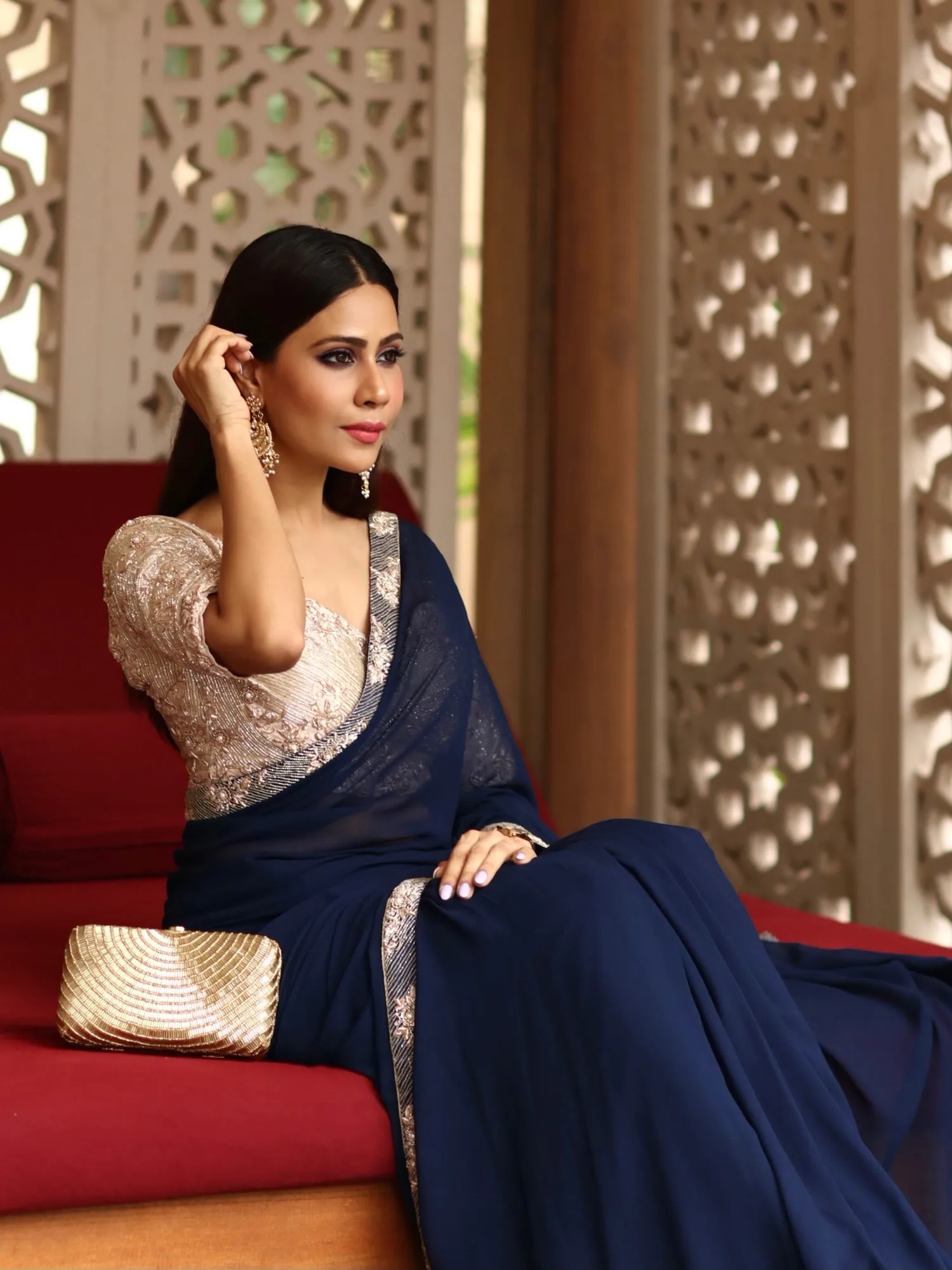 Masoom minawala Gold Cleopatra Clutch