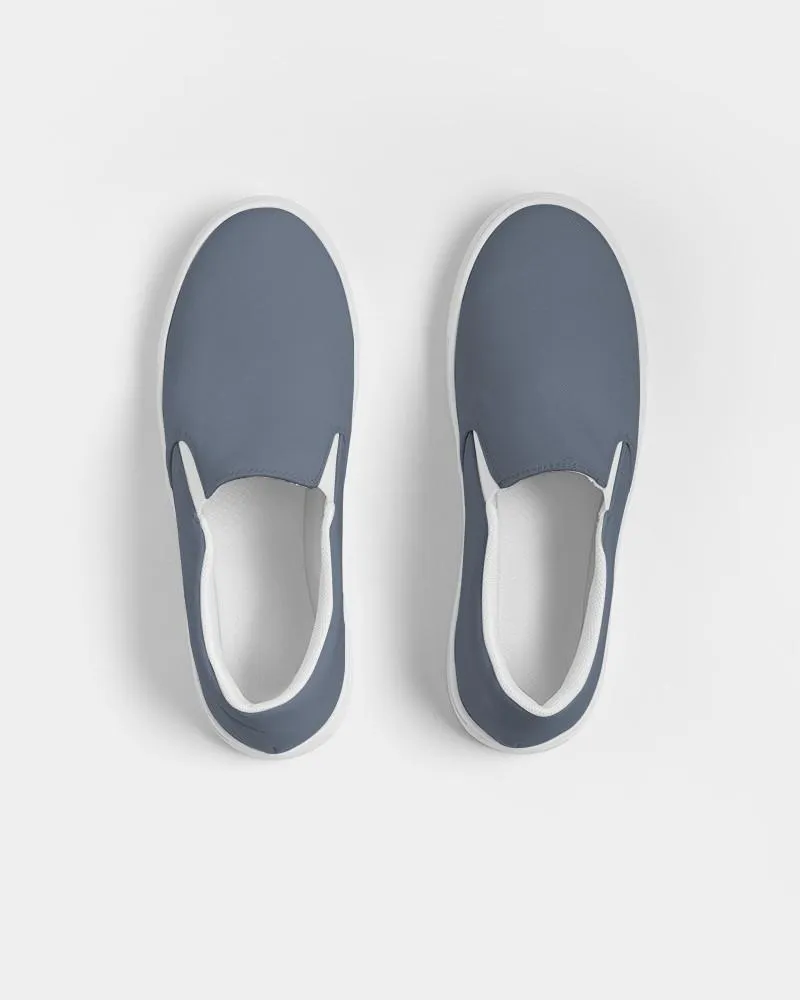 Medium Dark Blue Slip-On Canvas Sneakers | Men's | Medium Dark Pale Pastel Blue | C30M15Y0K60