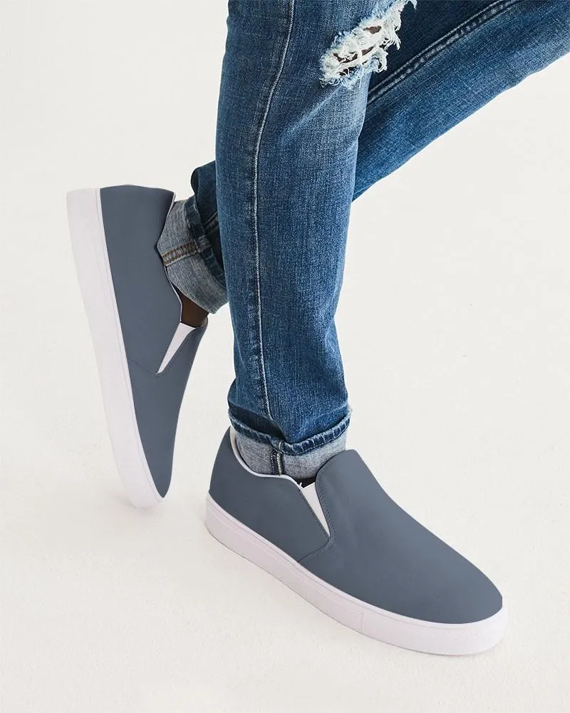 Medium Dark Blue Slip-On Canvas Sneakers | Men's | Medium Dark Pale Pastel Blue | C30M15Y0K60