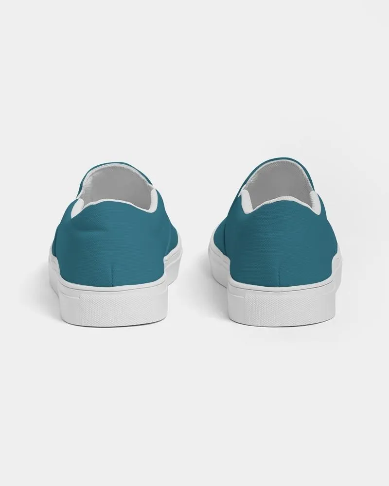 Medium Dark Cyan Slip-On Canvas Sneakers | Men's | Medium Dark Pastel Cyan | C60M0Y0K60
