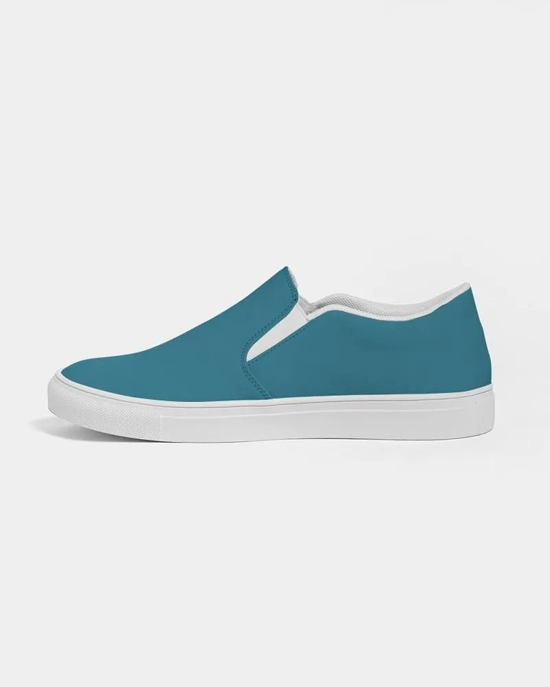 Medium Dark Cyan Slip-On Canvas Sneakers | Men's | Medium Dark Pastel Cyan | C60M0Y0K60