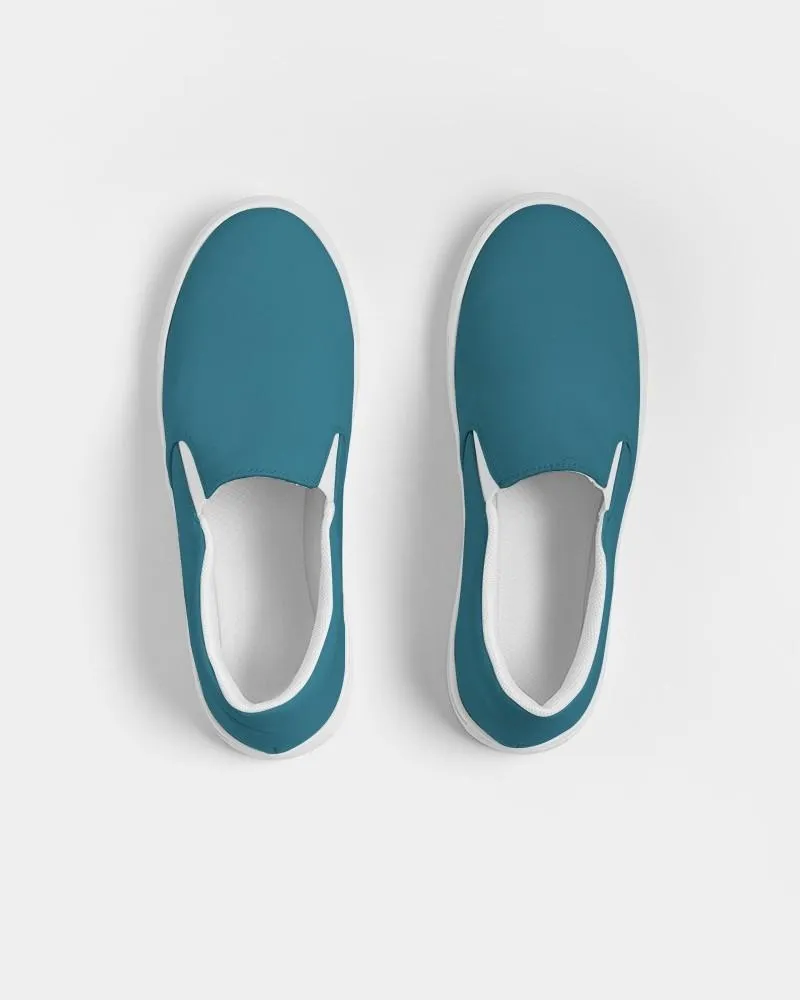 Medium Dark Cyan Slip-On Canvas Sneakers | Men's | Medium Dark Pastel Cyan | C60M0Y0K60