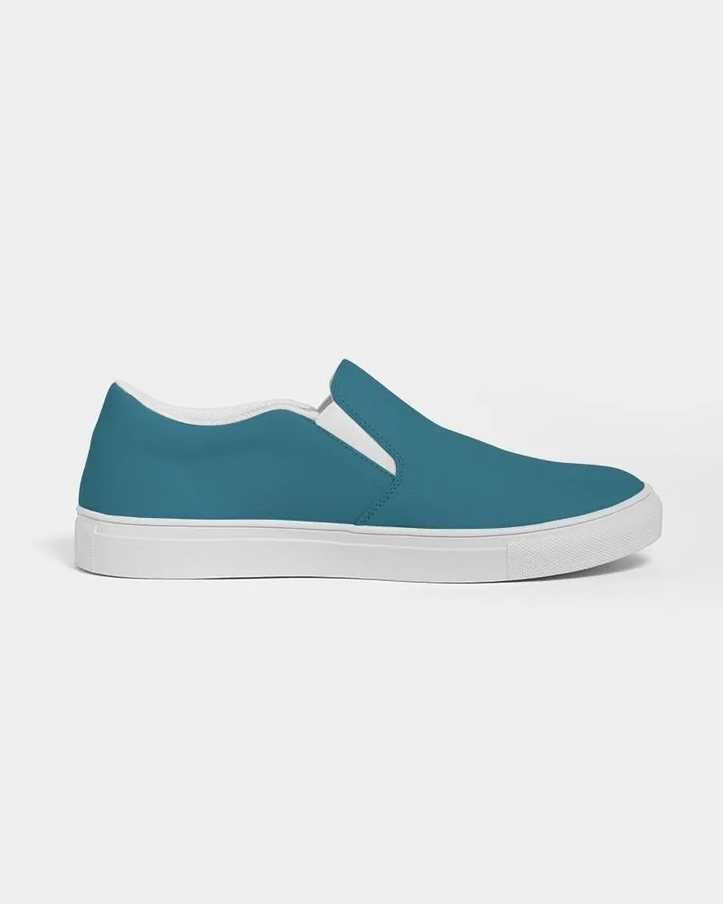 Medium Dark Cyan Slip-On Canvas Sneakers | Men's | Medium Dark Pastel Cyan | C60M0Y0K60