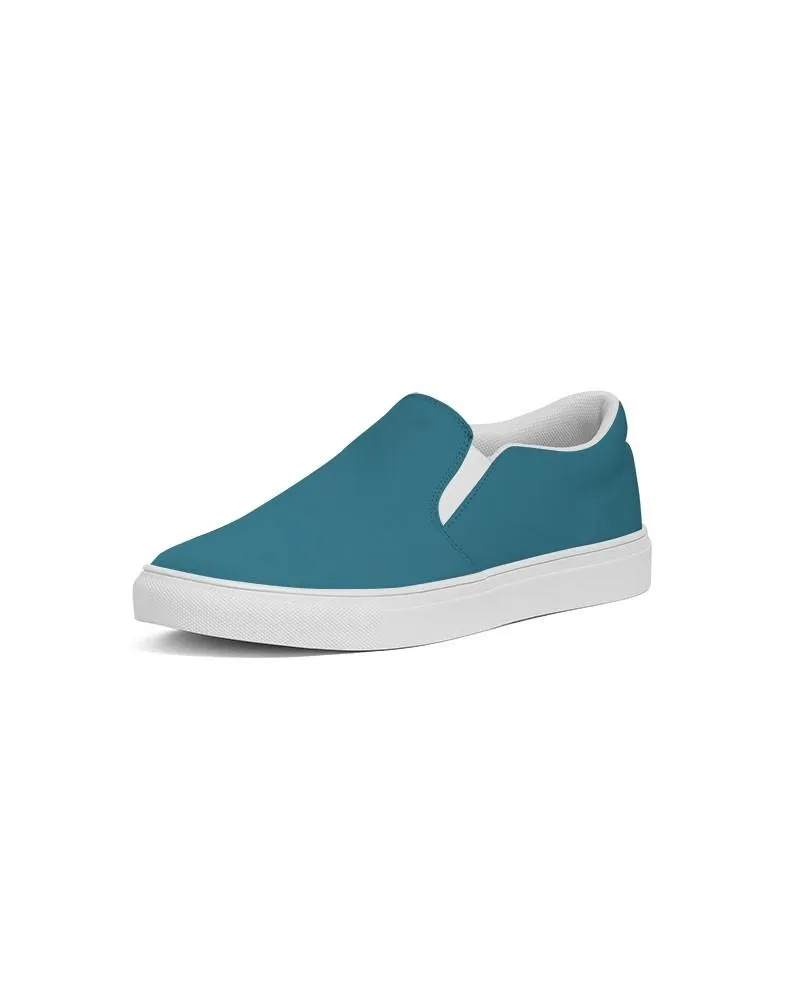 Medium Dark Cyan Slip-On Canvas Sneakers | Men's | Medium Dark Pastel Cyan | C60M0Y0K60