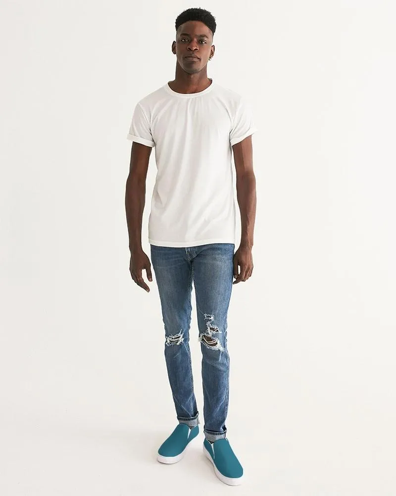 Medium Dark Cyan Slip-On Canvas Sneakers | Men's | Medium Dark Pastel Cyan | C60M0Y0K60