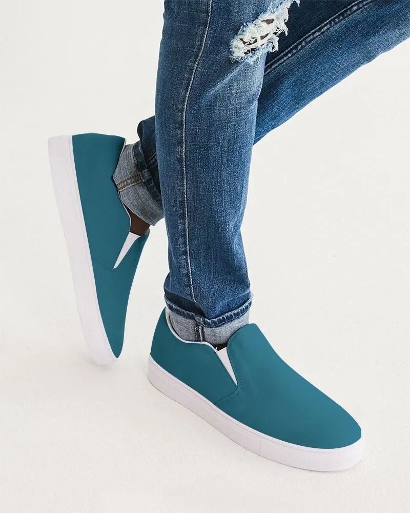 Medium Dark Cyan Slip-On Canvas Sneakers | Men's | Medium Dark Pastel Cyan | C60M0Y0K60