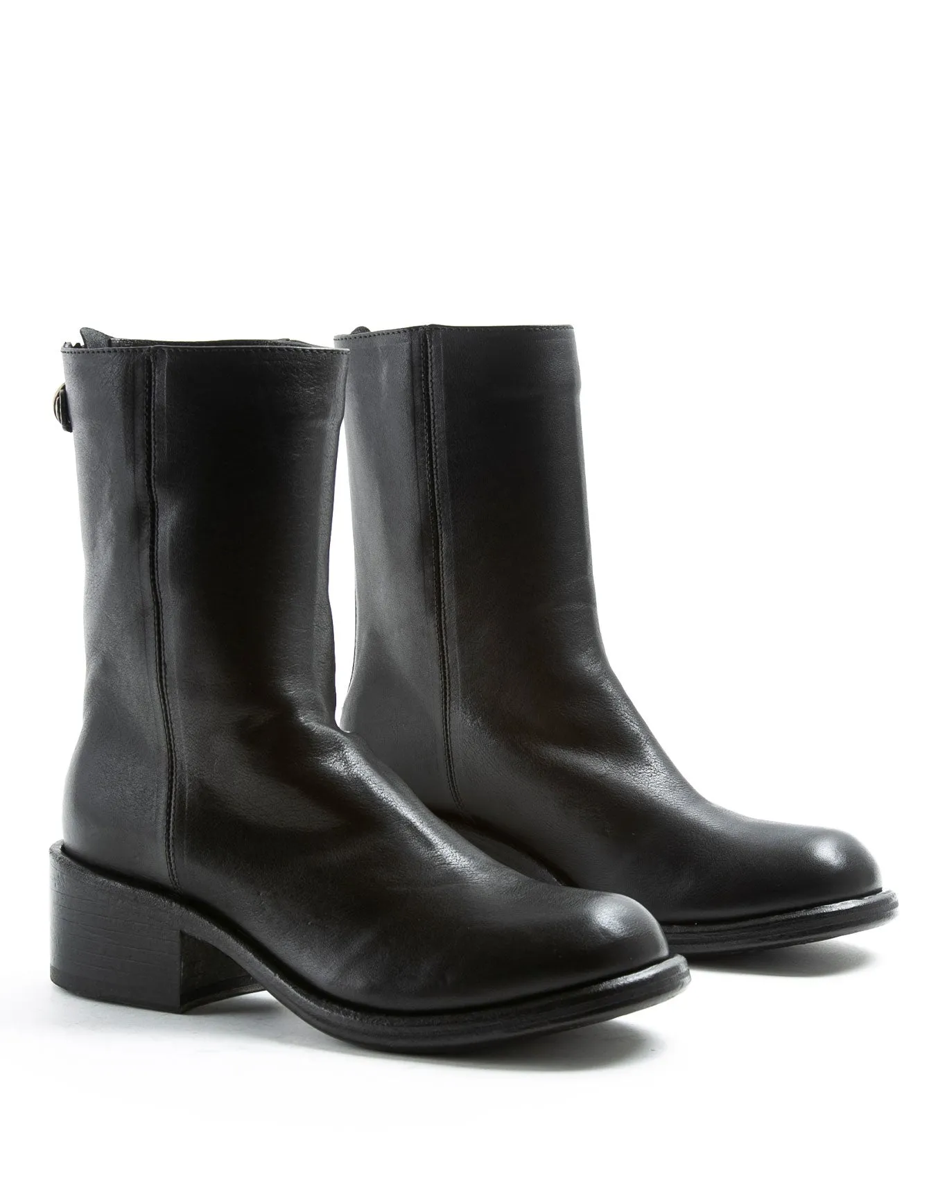 MENNY Black Leather Boots