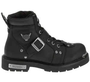Men's Brake Buckle Leather Riding Boots - Black