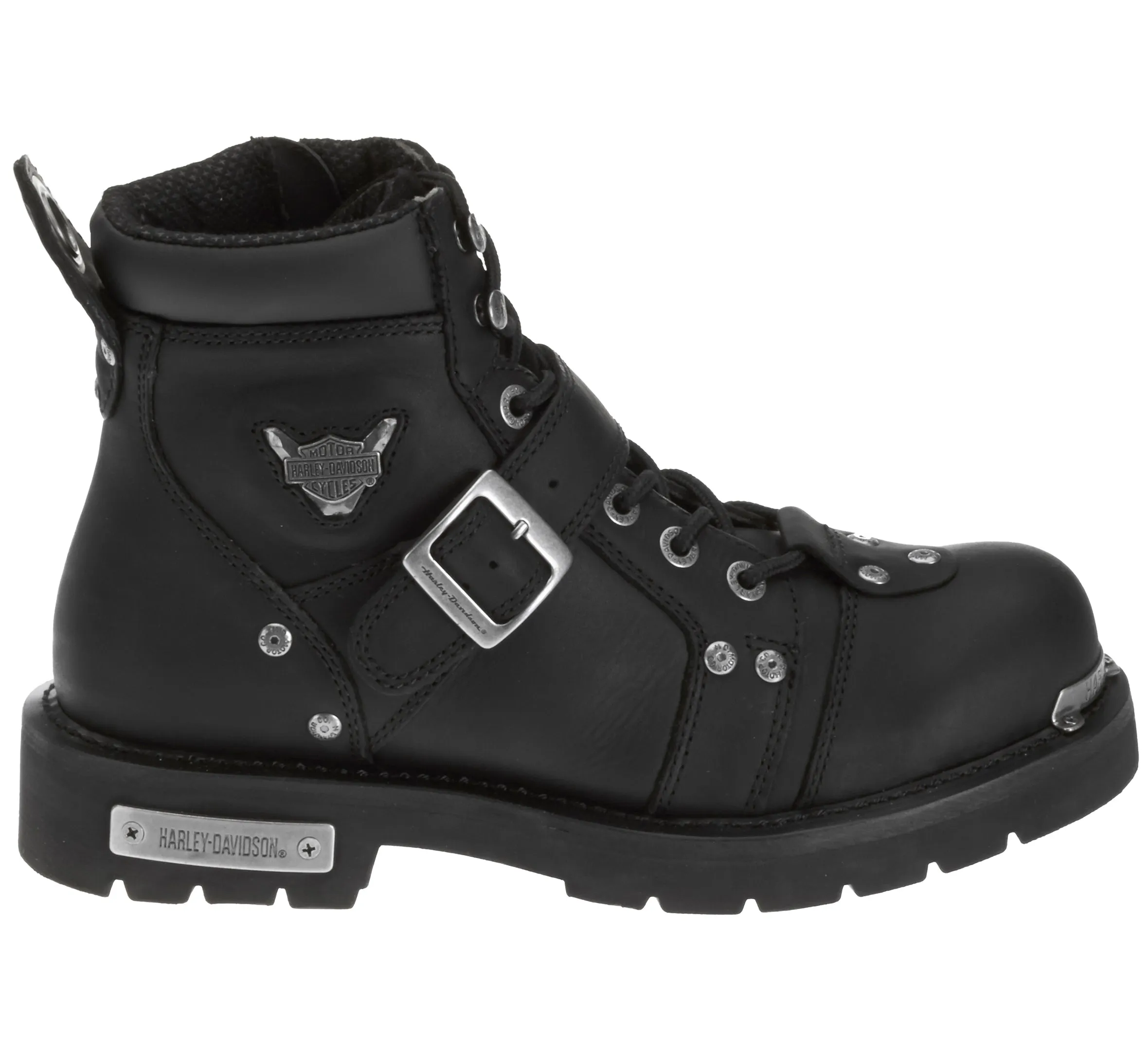 Men's Brake Buckle Leather Riding Boots - Black