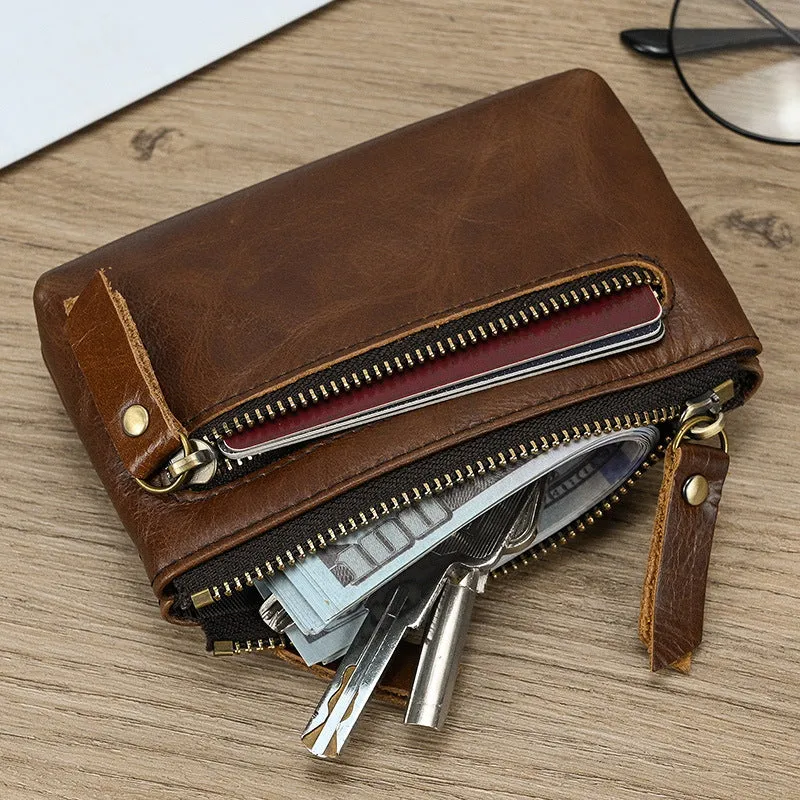 Men's Crazy Horse Leather Vintage Cowhide Purses