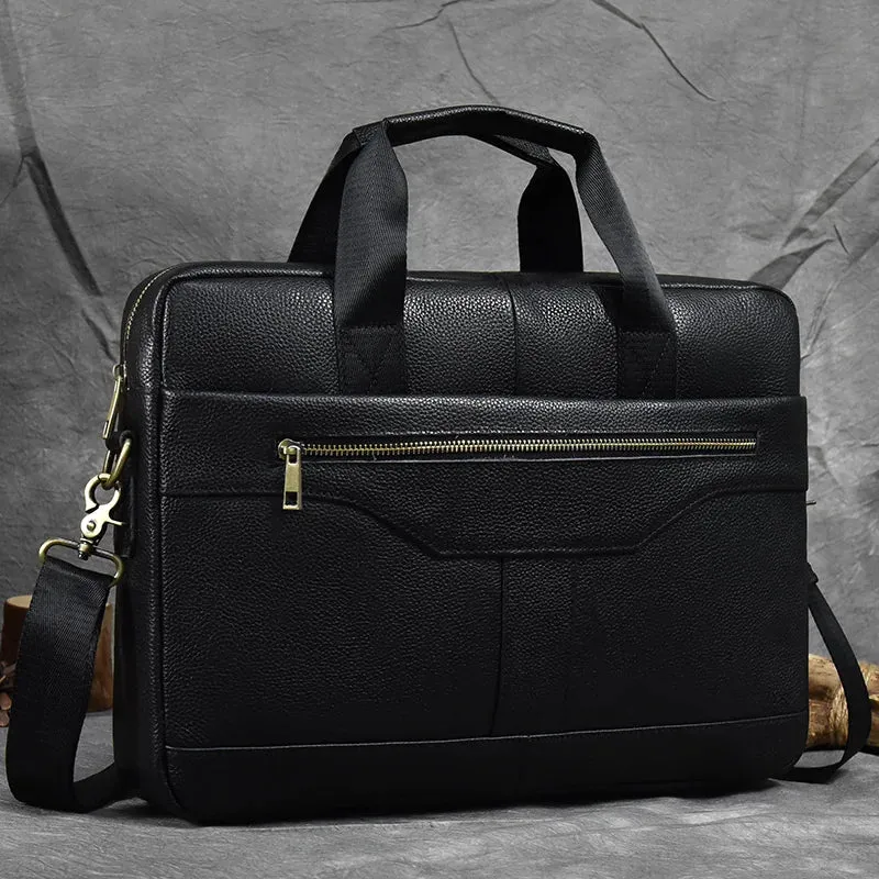 Men's Leather Briefcase 15.6" Laptop Bag Top Layer Cowhide