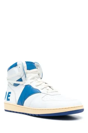 Mens | RHUDE Rhecess-Hi Leather Sneakers White/Blue