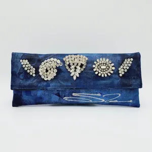Metallic Blue with Rhinestone Cluster