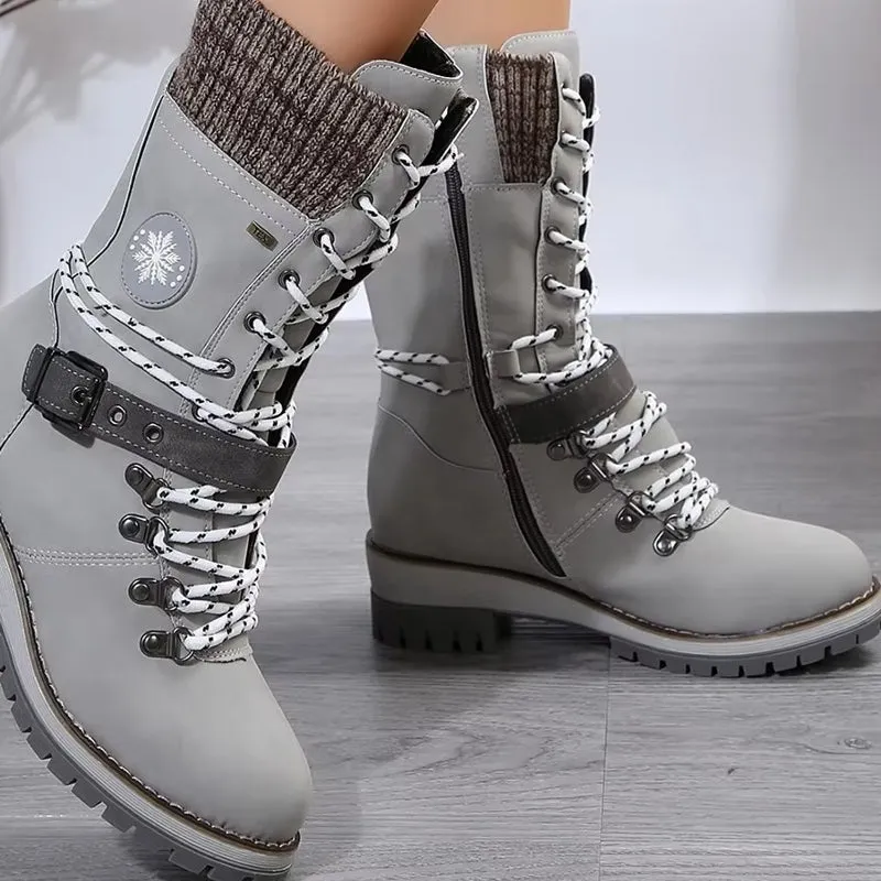 Mid-Calf Boots Square Heel For Women