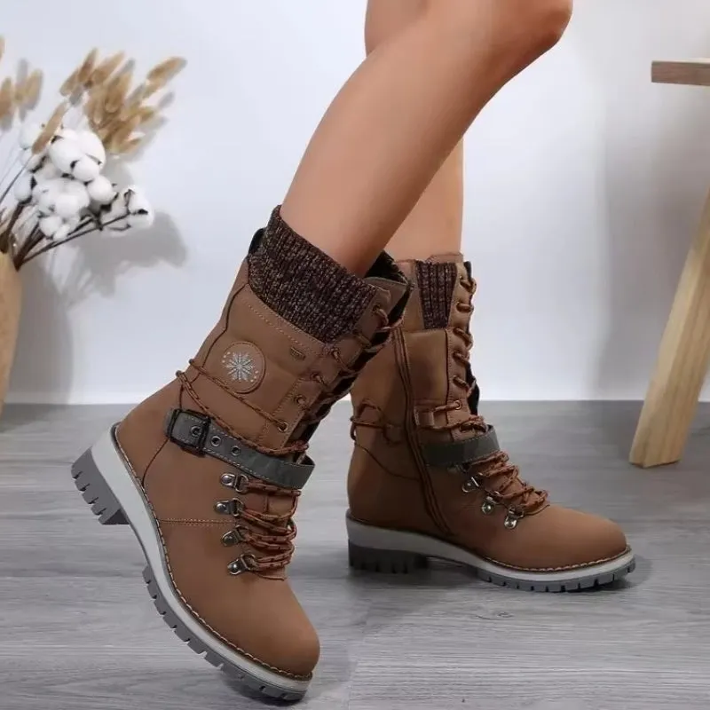Mid-Calf Boots Square Heel For Women