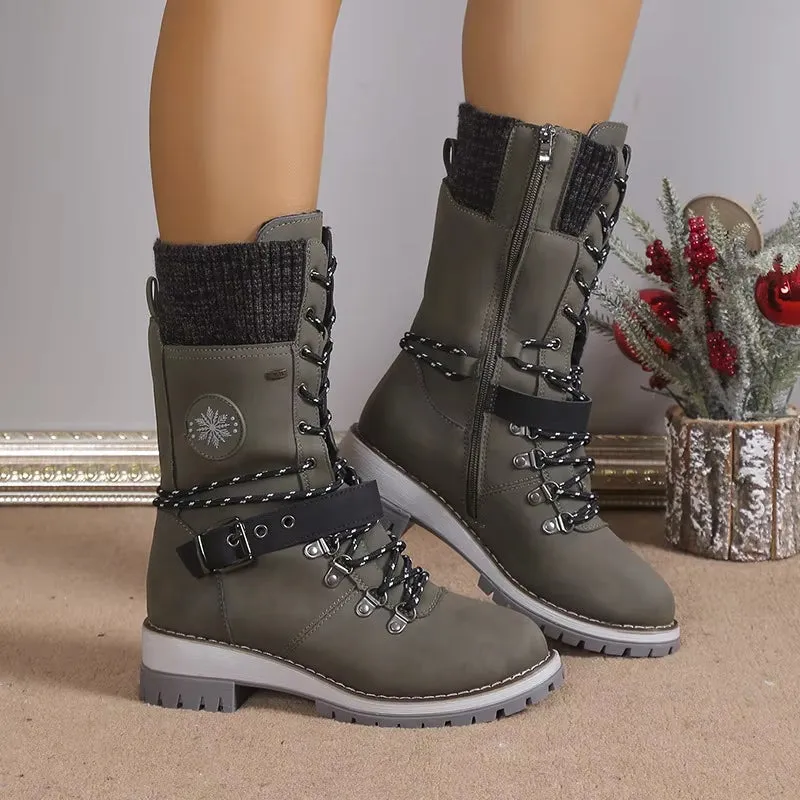 Mid-Calf Boots Square Heel For Women