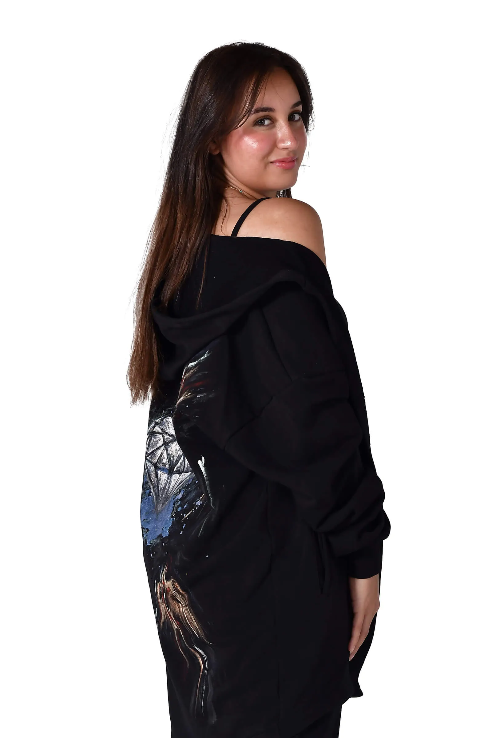 Midnight Diamond Hand-Painted Hoodie Set