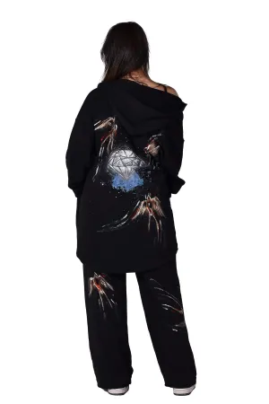 Midnight Diamond Hand-Painted Hoodie Set