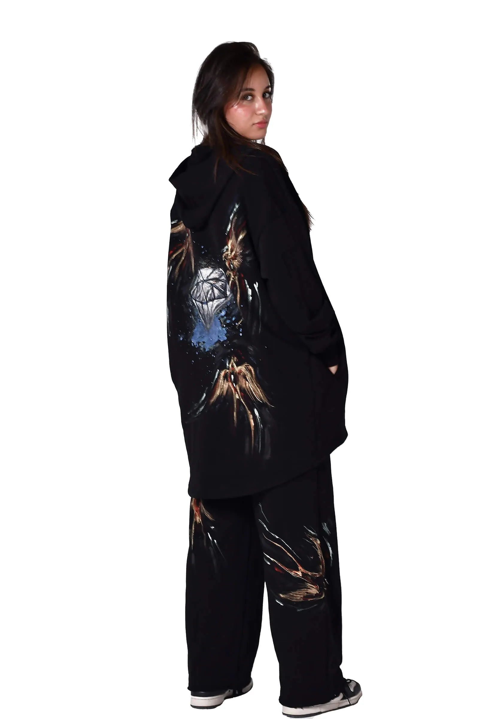 Midnight Diamond Hand-Painted Hoodie Set