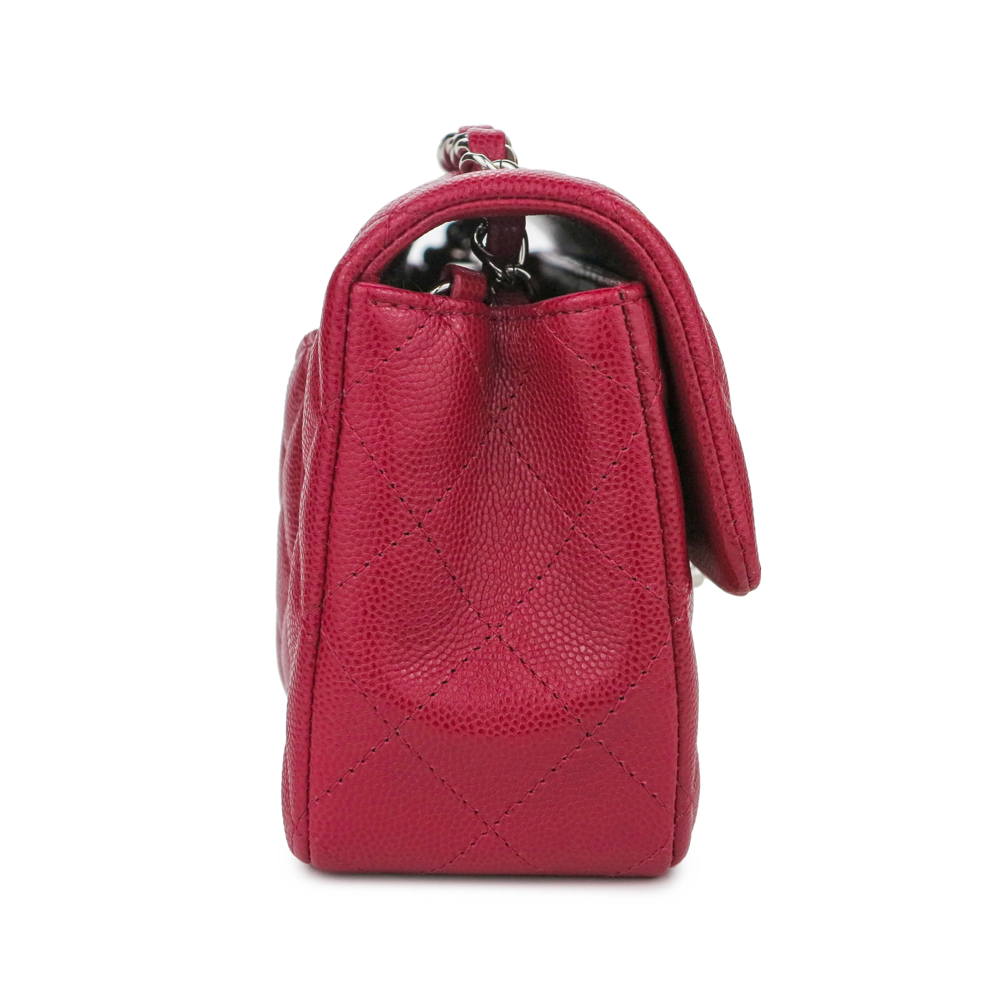 Mini Rectangular Flap Bag in 18B Dark Pink Caviar